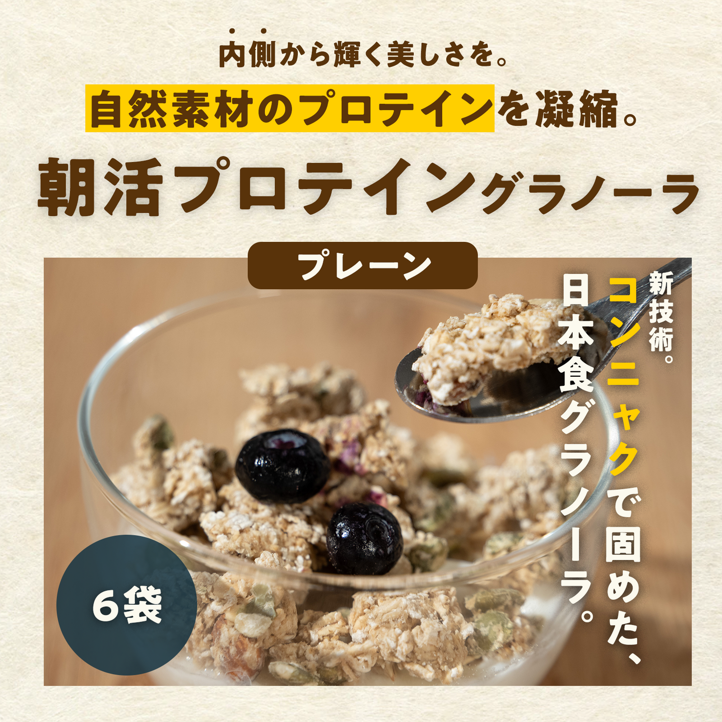 【6袋】朝活プロテイングラノーラプレーン味:1袋200g