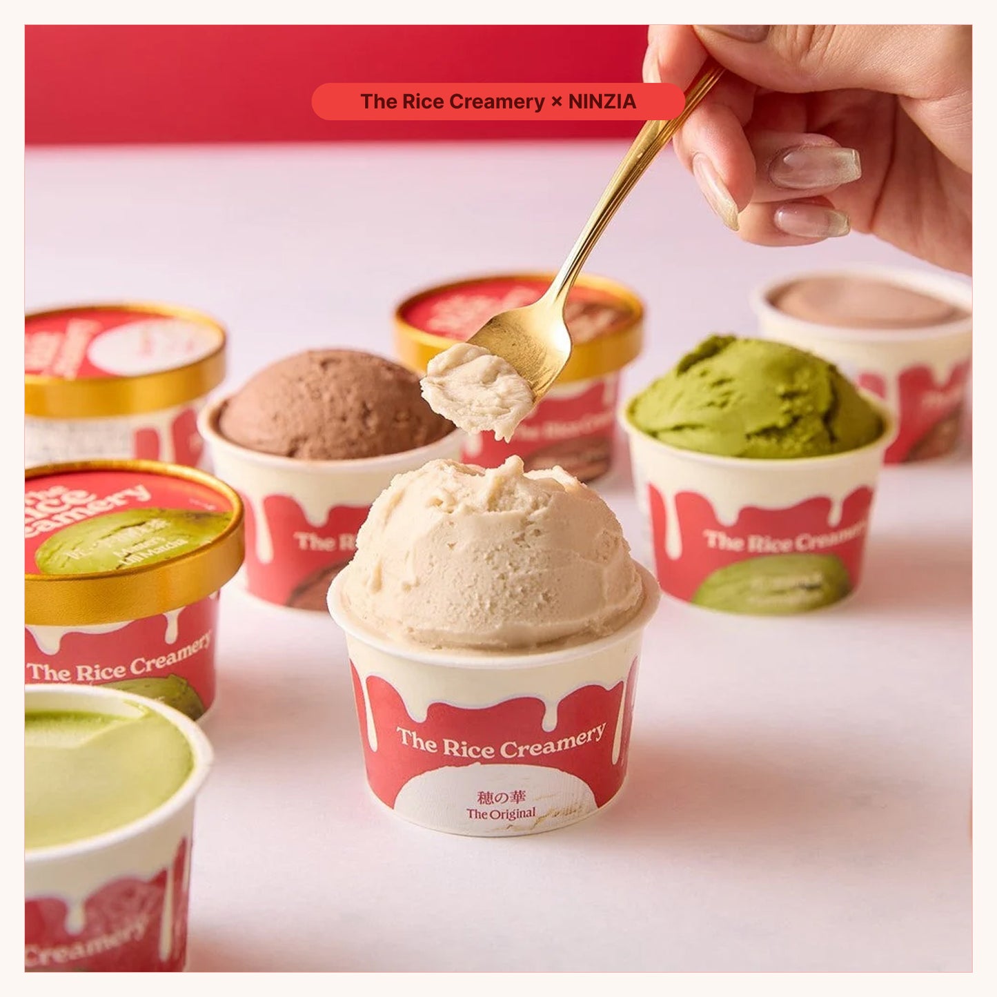 【6月下旬発送・予約商品】The Rice Creamery×NINZIA 「モチリッチ ココアワッフルアイスセット」