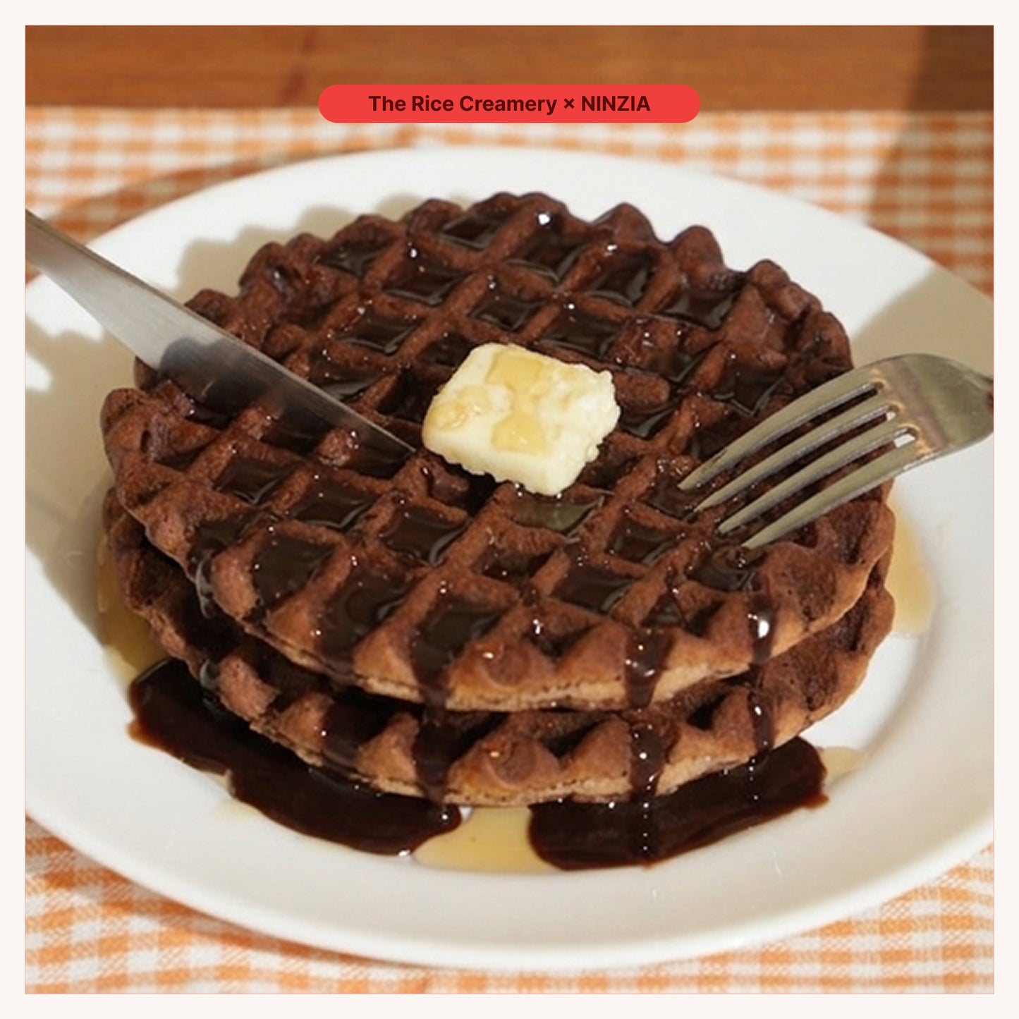 【6月下旬発送・予約商品】ギフト包装込み：The Rice Creamery×NINZIA 「モチリッチ ココアワッフルアイスセット」