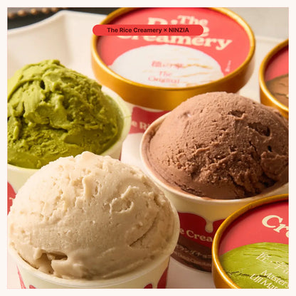 【6月下旬発送・予約商品】ギフト包装込み：The Rice Creamery×NINZIA 「モチリッチ ココアワッフルアイスセット」
